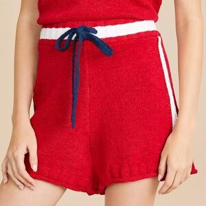 New With Tags Lou & Grey Red Knit Shorts with Blue Tie Size XS